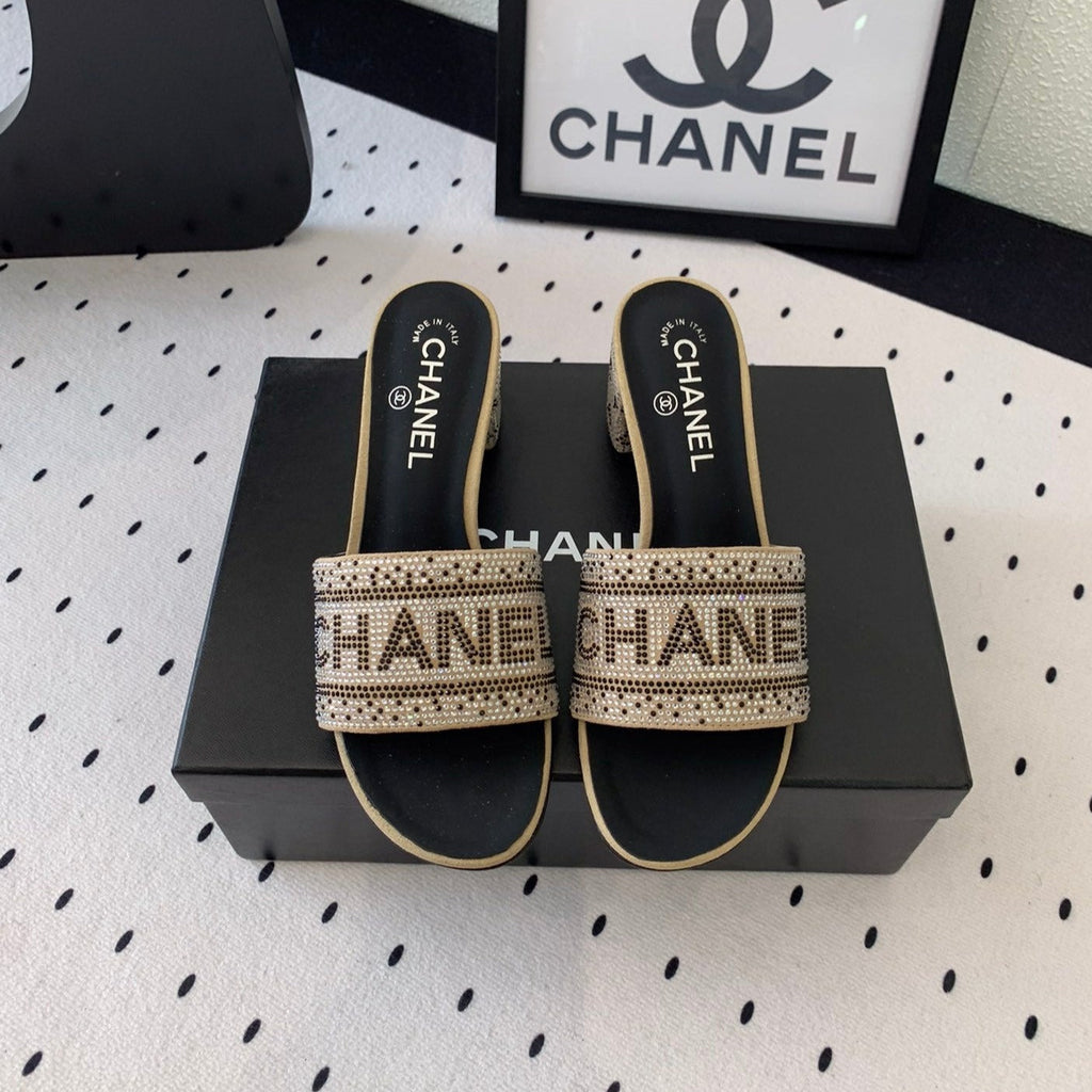 RHINESTONE LETTER HIGH HEELS CARAMEL BROWN AND BLACK LAMBSKIN