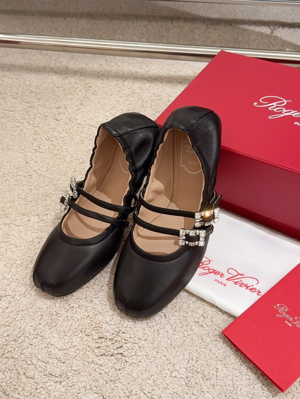 MARY JANES WITH TWO STRAPS IN BLACK SOFT LAMBSKIN