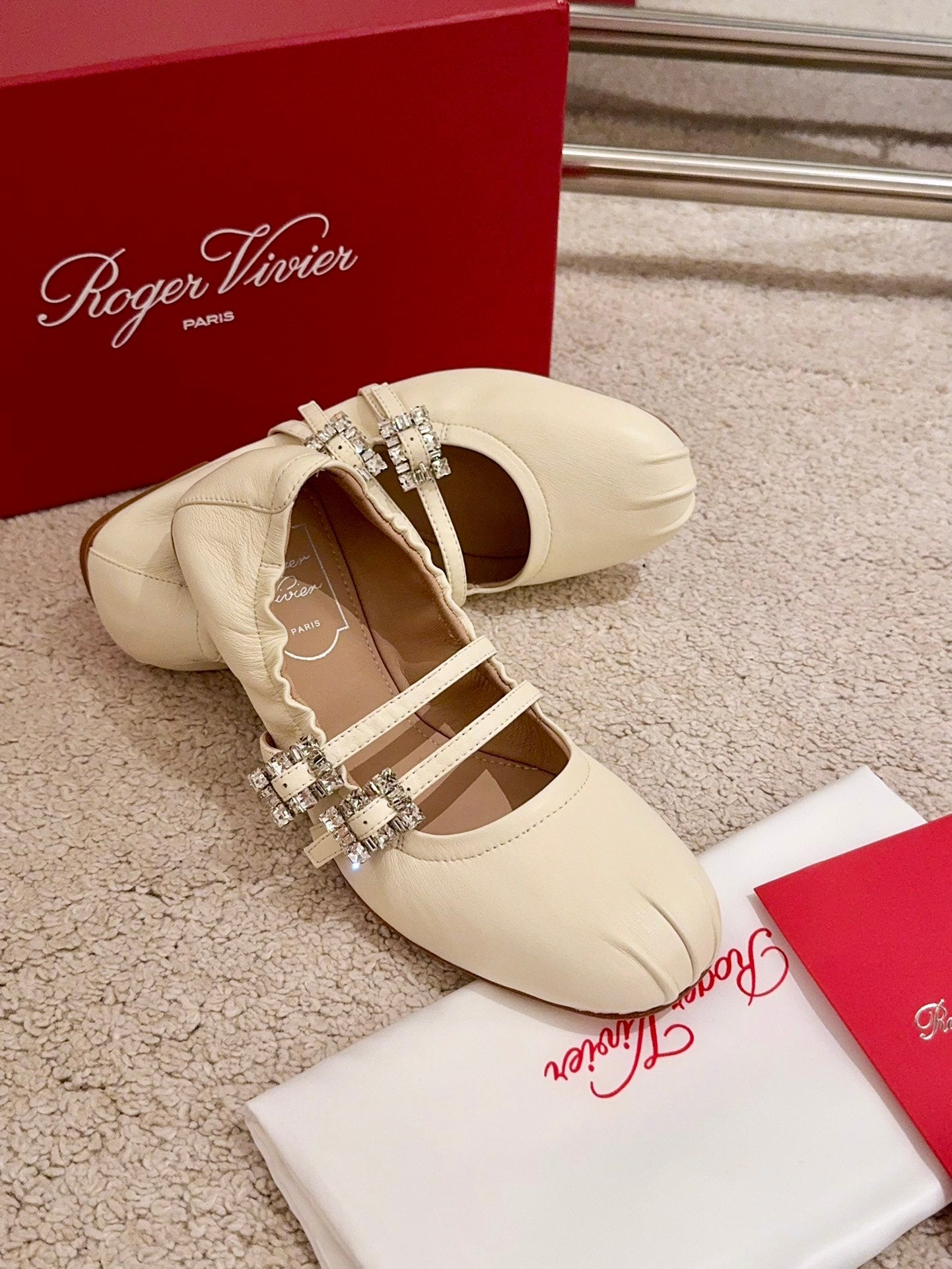 MARY JANES WITH TWO STRAPS IN BEIGE SOFT LAMBSKIN