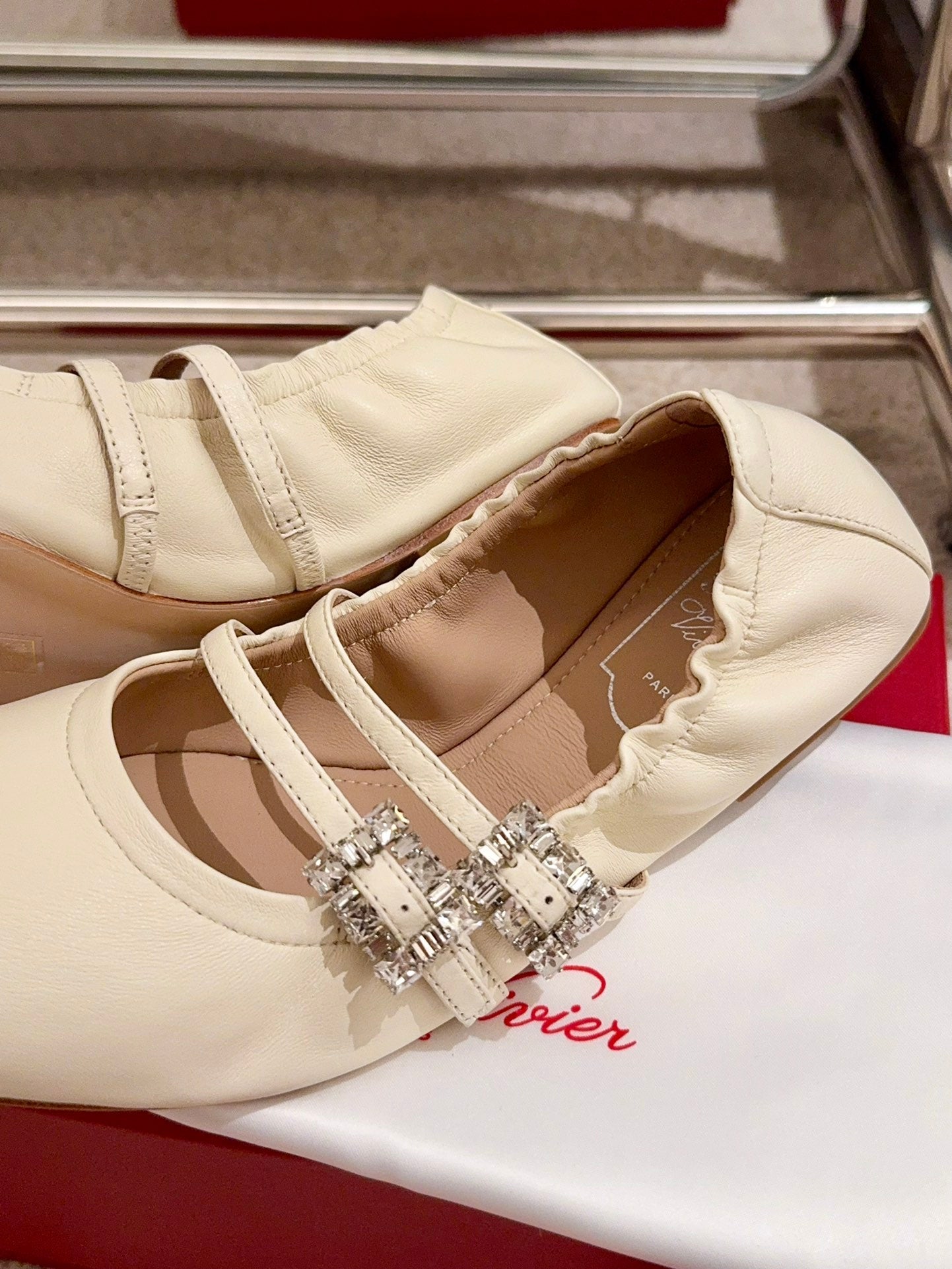 MARY JANES WITH TWO STRAPS IN BEIGE SOFT LAMBSKIN