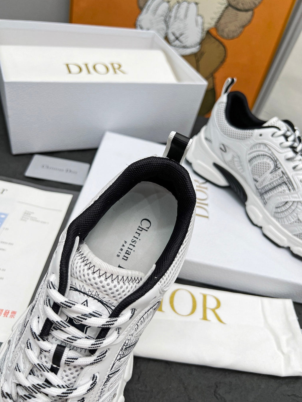 CD CHRONO SNEAKERS IN WHITE AND BLACK MESH