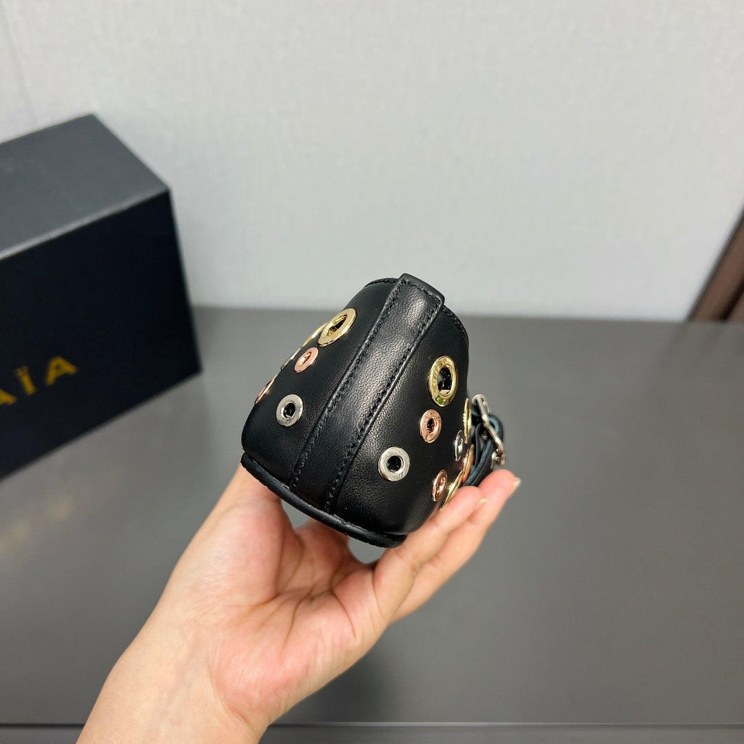 ALAIA MARY JANE SHOES IN BLACK LAMBSKIN GOLD MIX SILVER HARDWARE