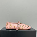ALAIA MARY JANE SHOES IN LIGHT PINK LAMBSKIN GOLD MIX SILVER HARDWARE