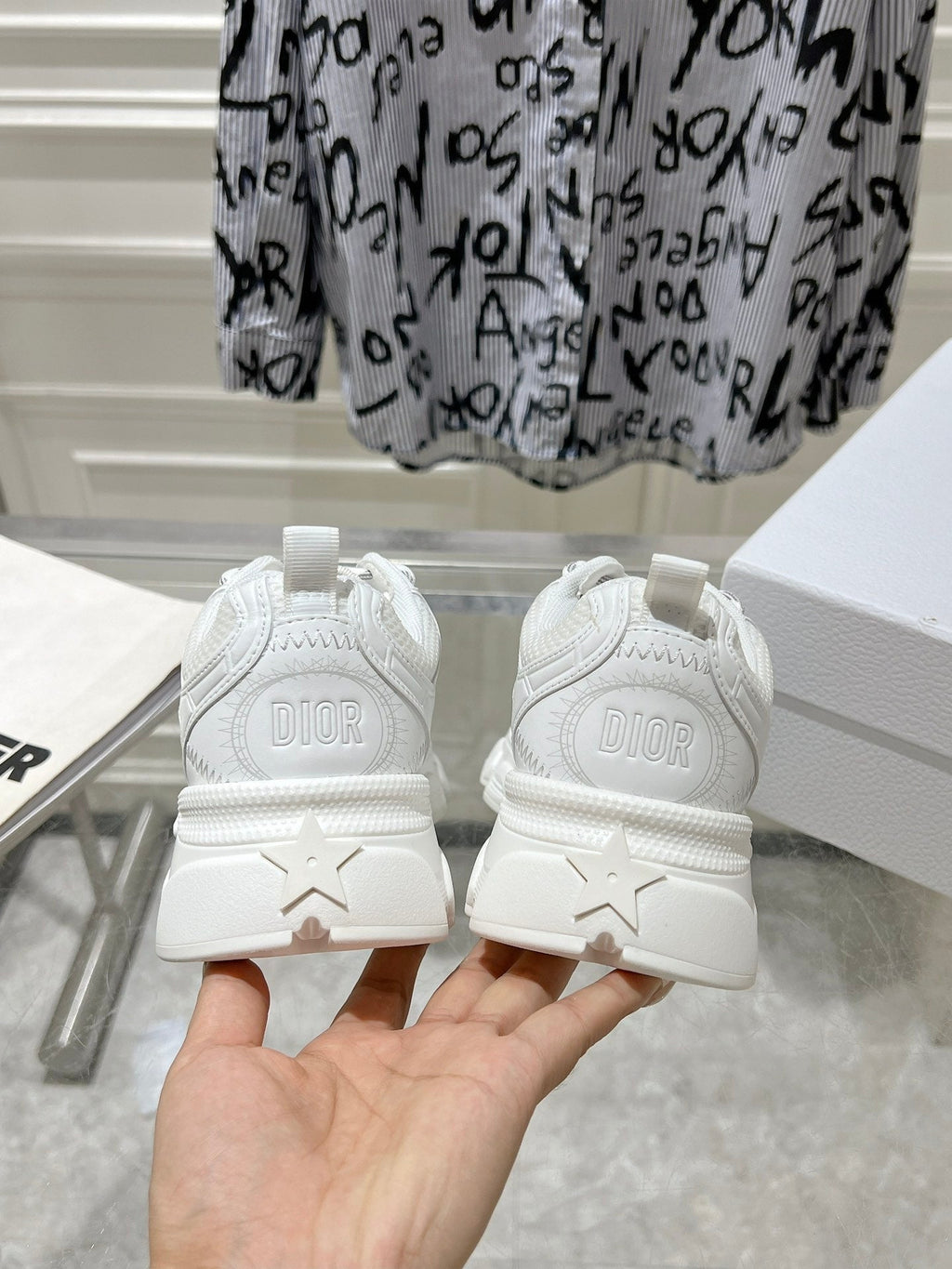 DIOR 25S CHRONO SNEAKER 45MM IN MESH WITH WHITE CALFSKIN