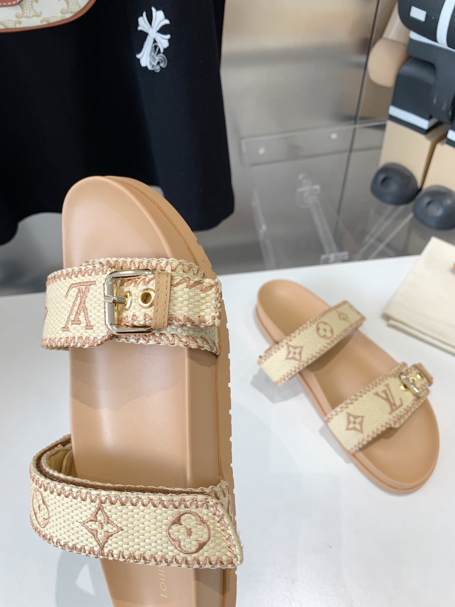 LV WOMEN SUNSET DAD SANDAL IN BEIGE MONOGRAM FABRIC MULE
