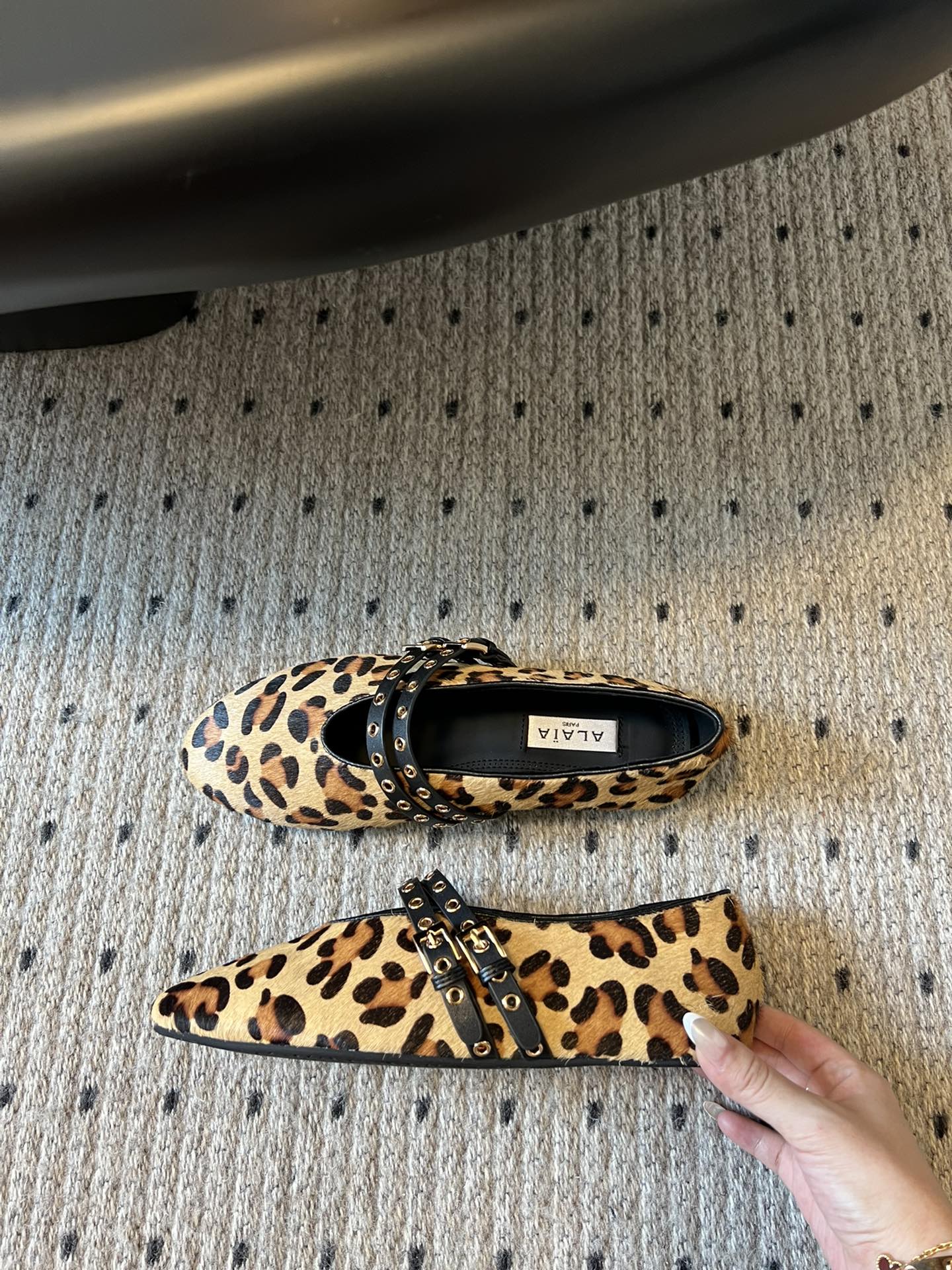 ALAIA MARY JANE SHOES IN LEOPARD ZP CUSTOM STRAW AND DENIM