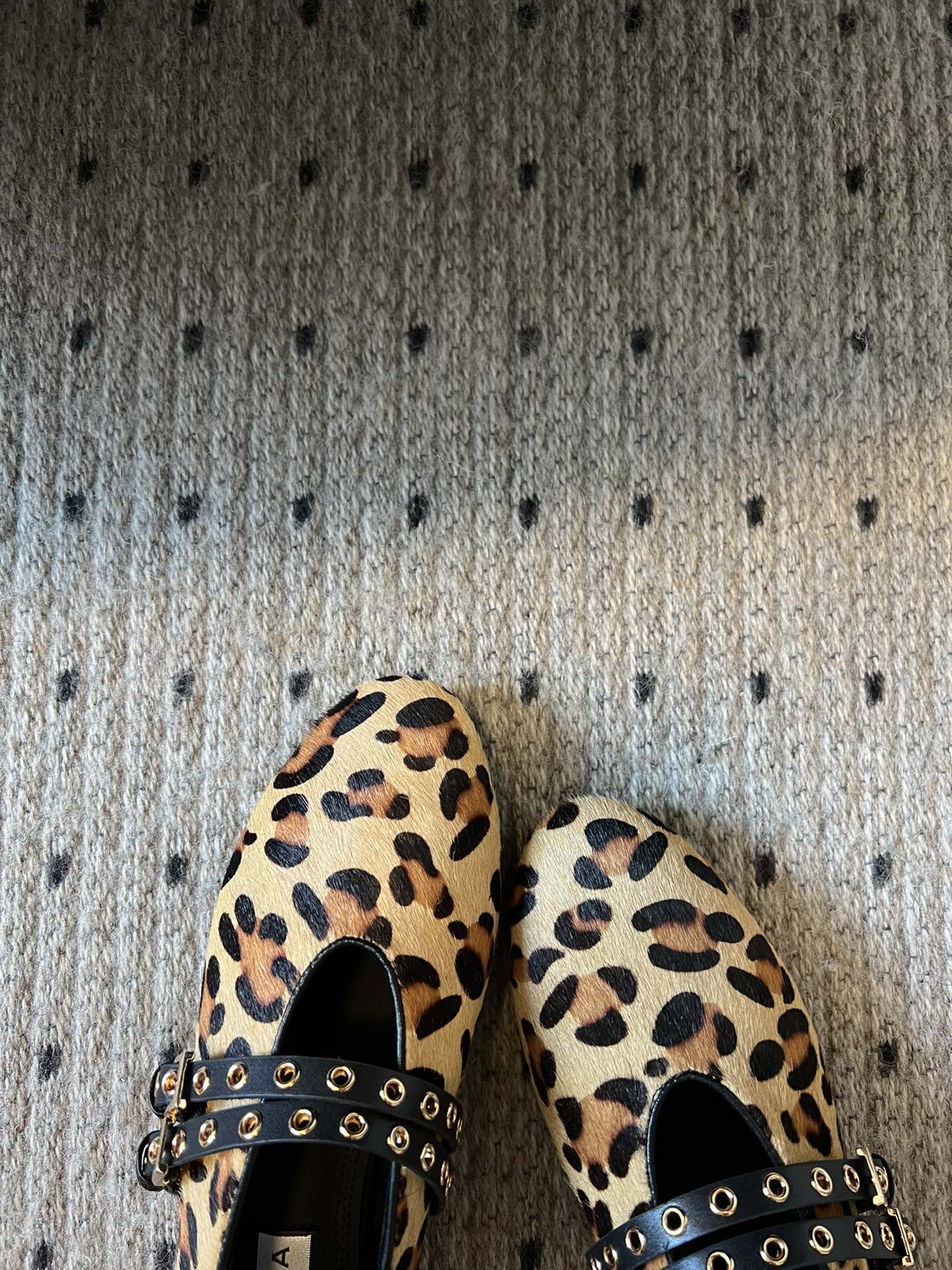 ALAIA MARY JANE SHOES IN LEOPARD ZP CUSTOM STRAW AND DENIM