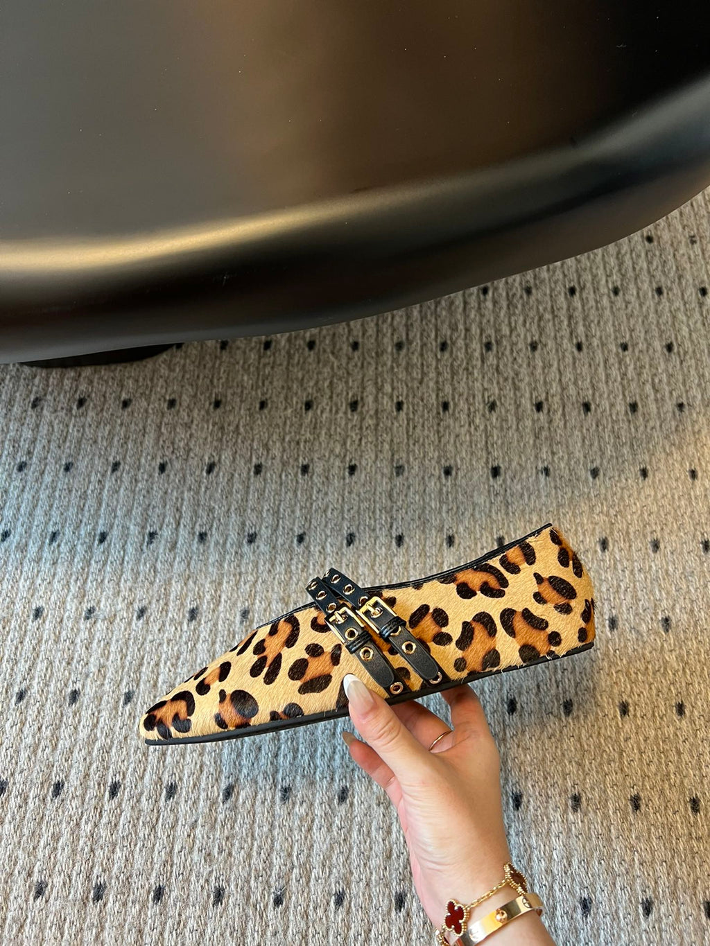 ALAIA MARY JANE SHOES IN LEOPARD ZP CUSTOM STRAW AND DENIM