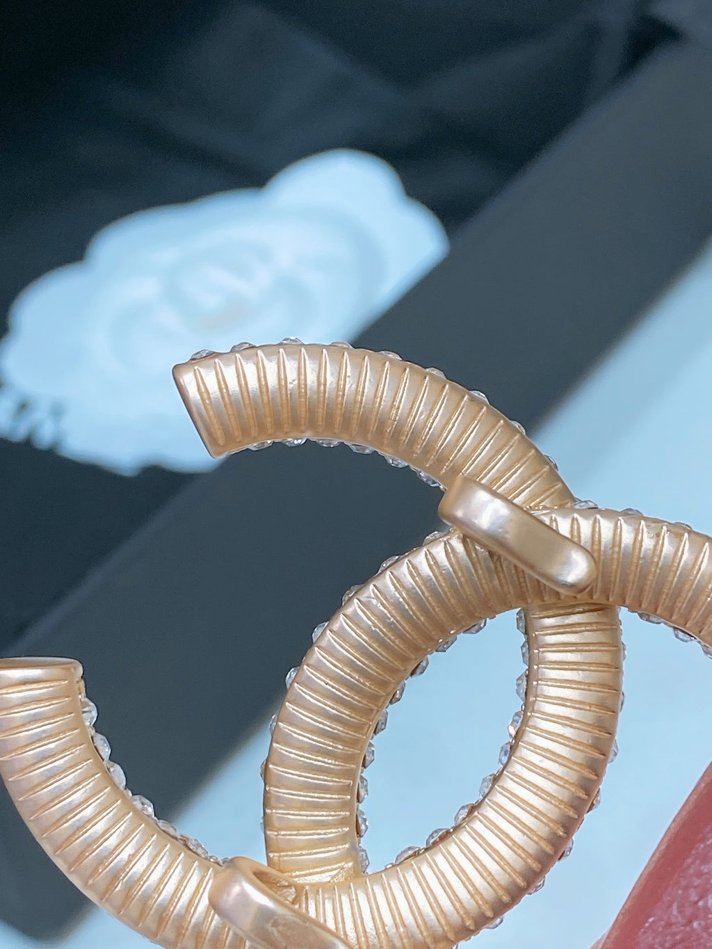 CC ELASTIC BELT 30MM IN WINE RED CALFSKIN GOLD HARDWARE WITH RHINSTONES