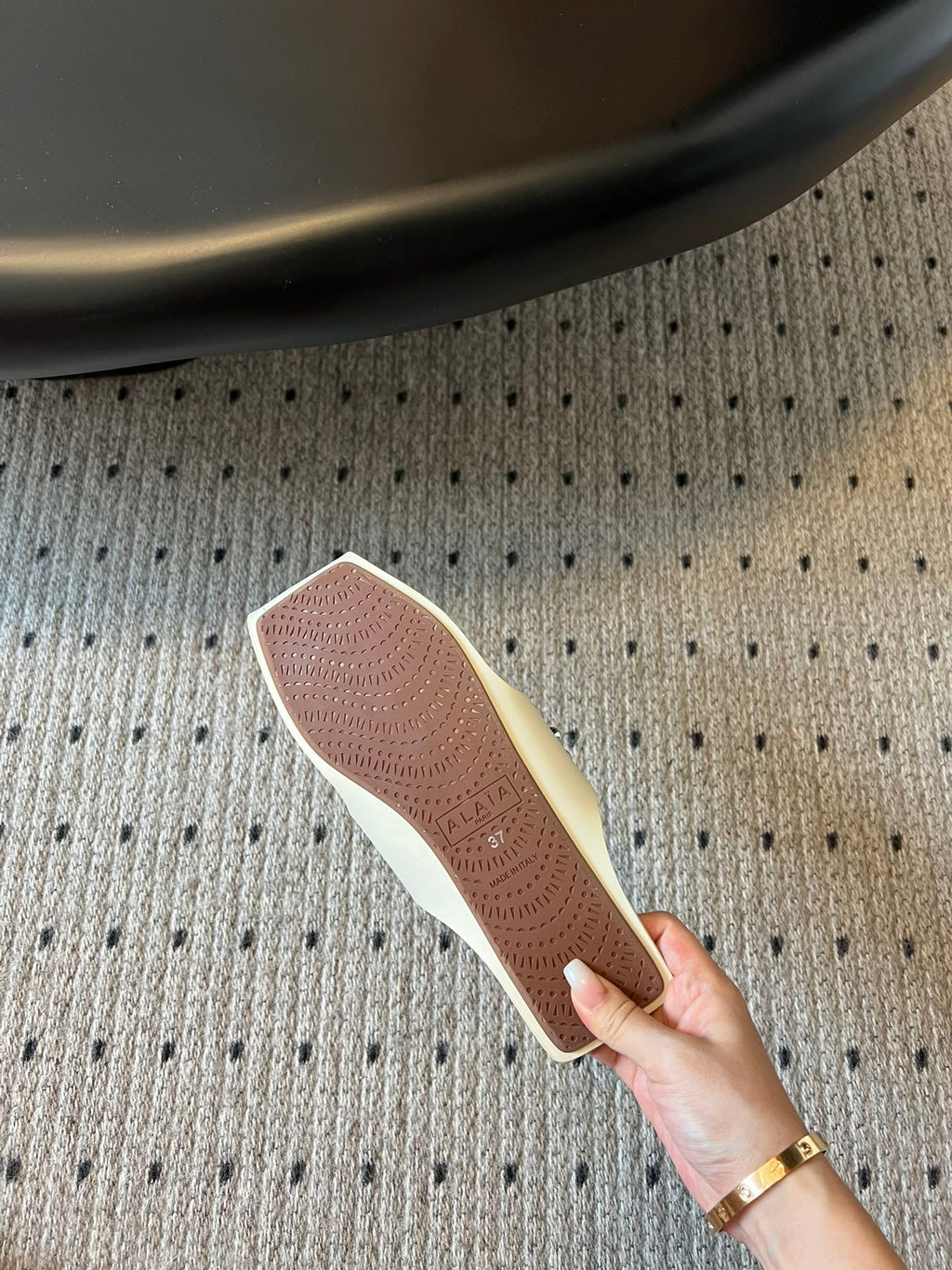 ALAIA FOLDED FLAT MULES WITH SPHERES ON WHITE CALFSKIN