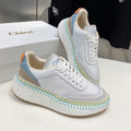 CHLOÉ NAMA SNEAKER 5 CM IN WHITE MIX GREEN CALFSKIN