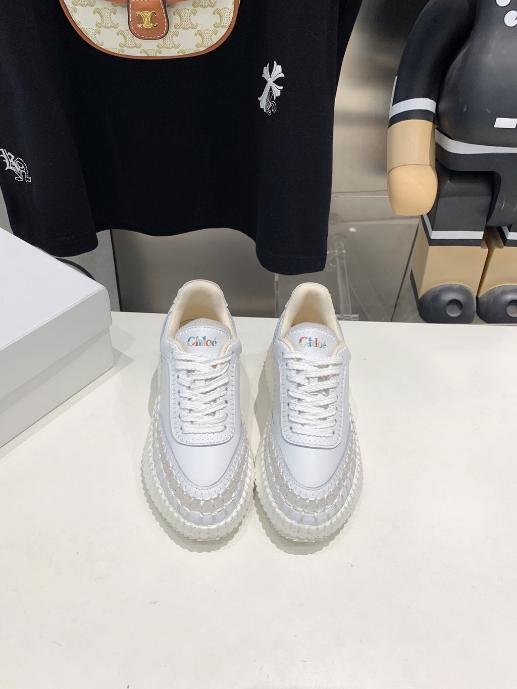 CHLOÉ NAMA SNEAKER 5 CM IN WHITE CALFSKIN