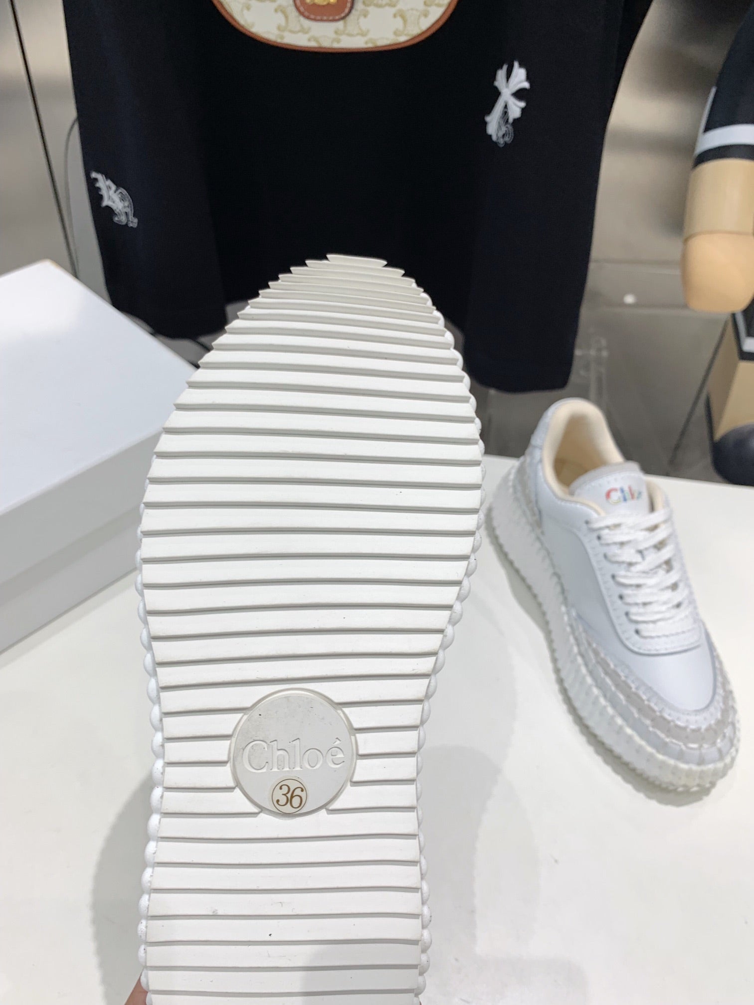 CHLOÉ NAMA SNEAKER 5 CM IN WHITE CALFSKIN