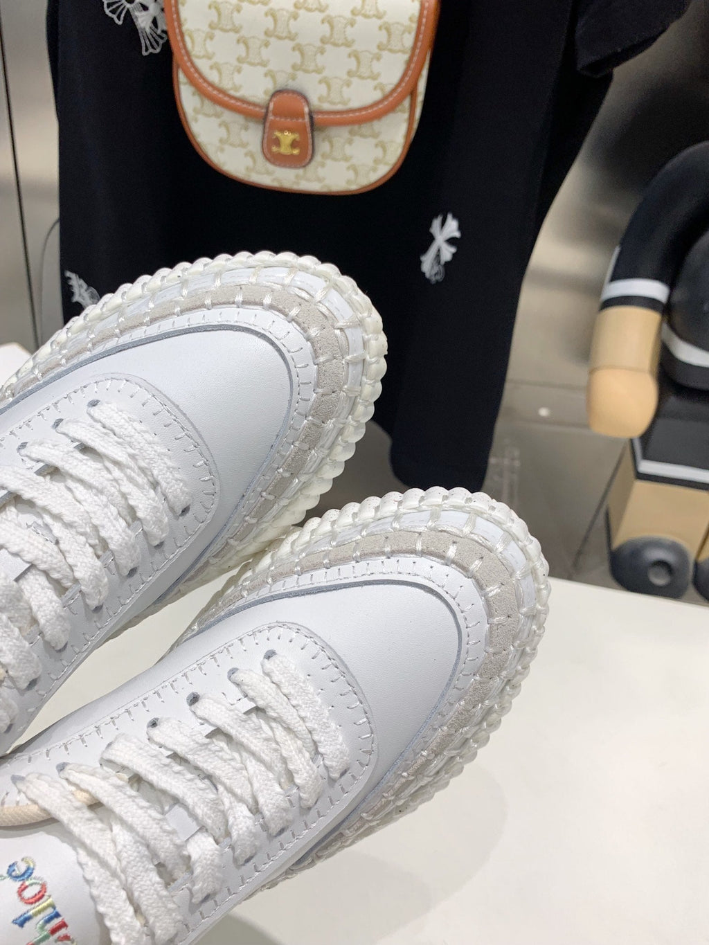 CHLOÉ NAMA SNEAKER 5 CM IN WHITE CALFSKIN
