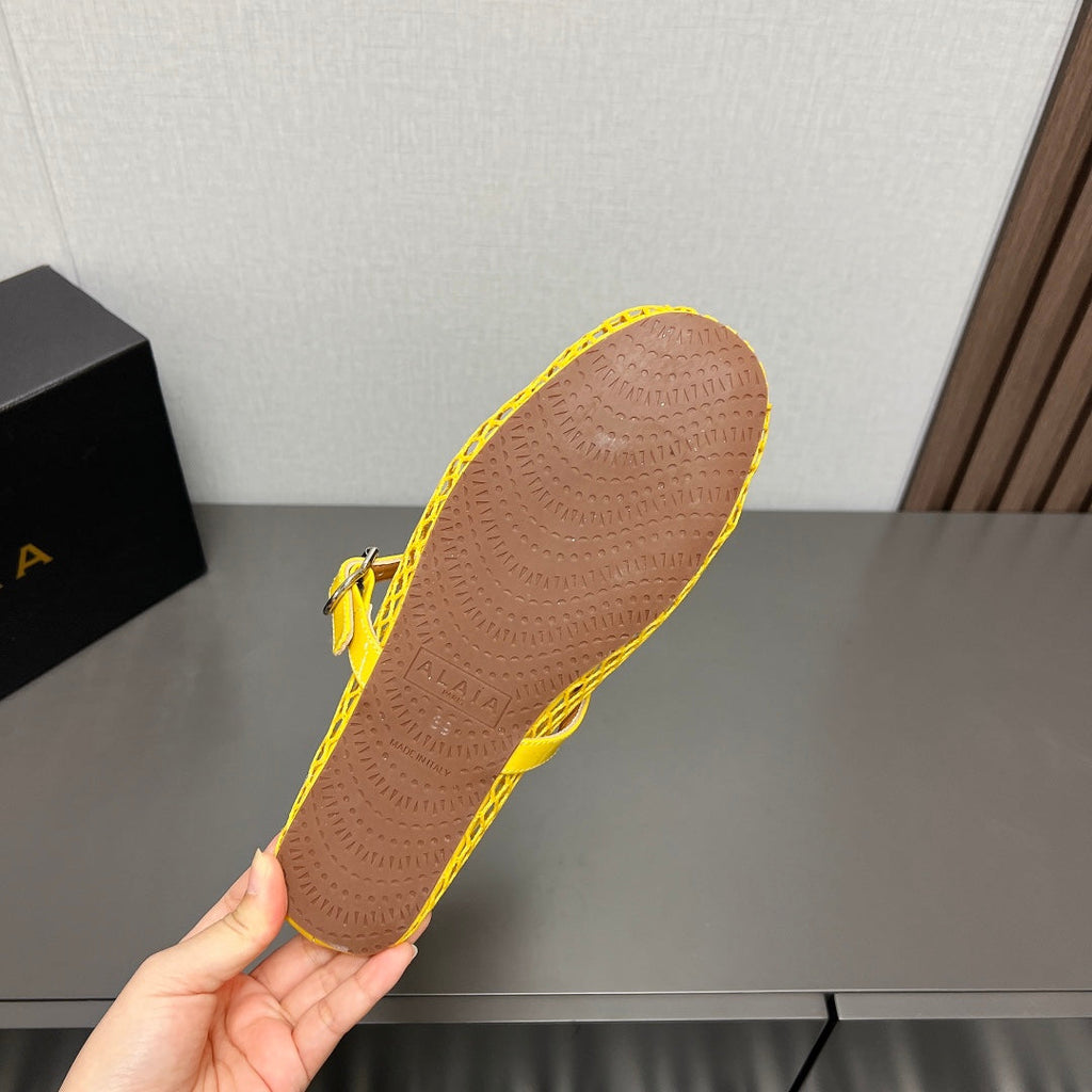 ALAIA SHORT BOOTS IN LEMON YELLOW MESH FISHNET