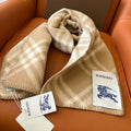 CHECK WOOL 182 CM SCARF CAMEL BROWN 405051