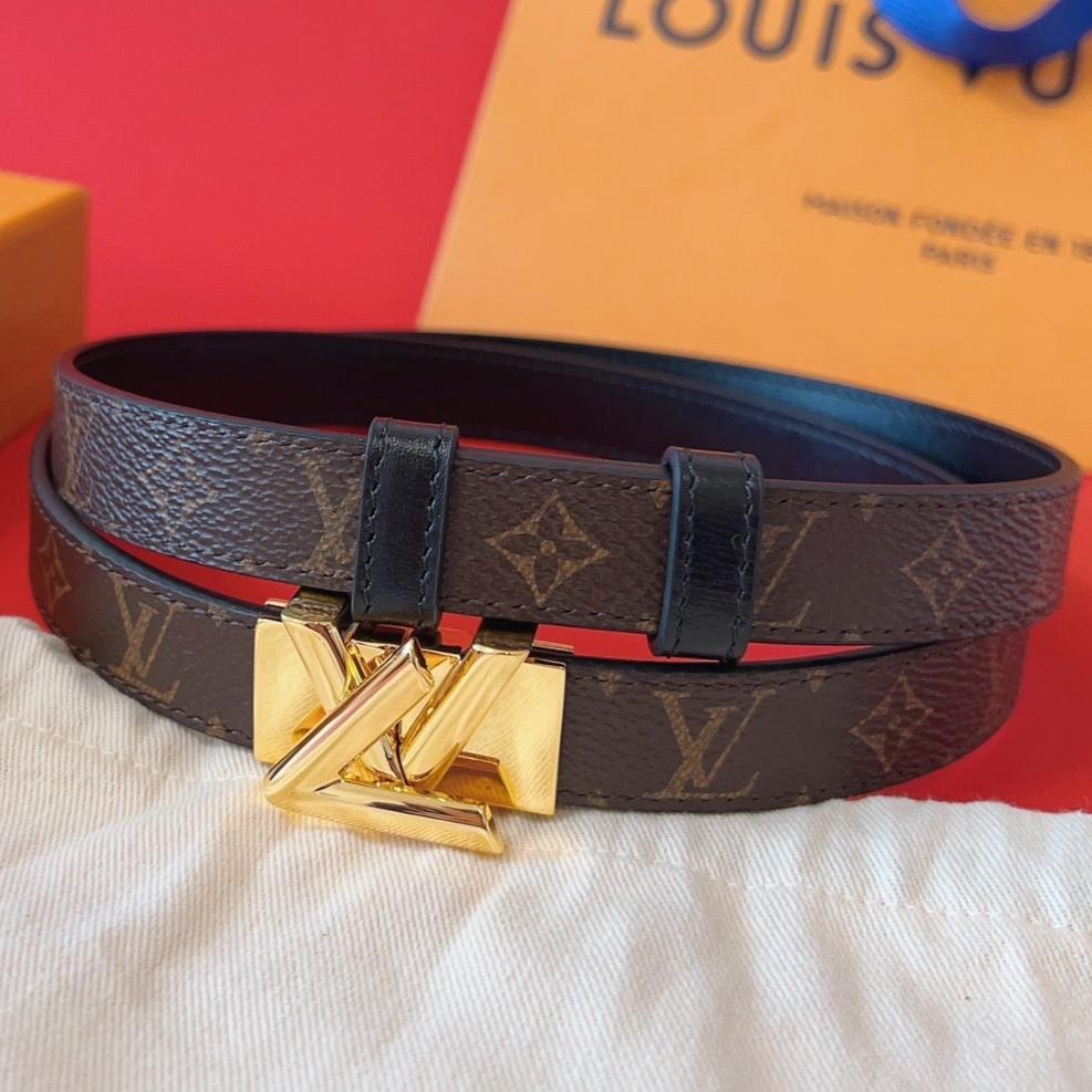 LV GO-14 20MM BELT IN BROWN MONOGRAM CALFSKIN GOLD HARDWARE