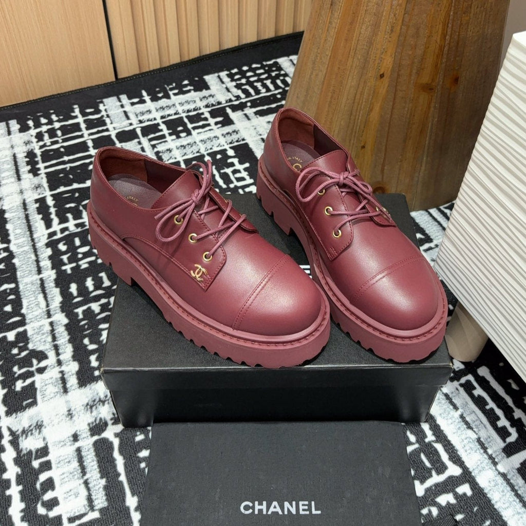 CC OXFORD SHOES IN BURGUNDY RED CALFSKIN