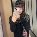 SET SCARF AND HAT IN BLACK MONOGRAM CASHMERE 349665