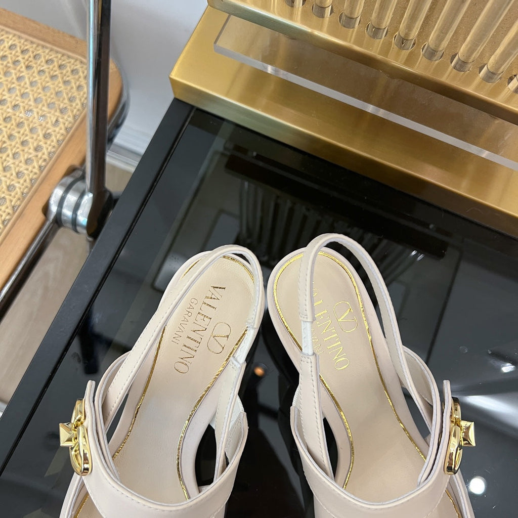 MARY-JANE VLOGO LOCKER SLINGBACK PUMPS WHITE SHEEPSKIN 60 MM