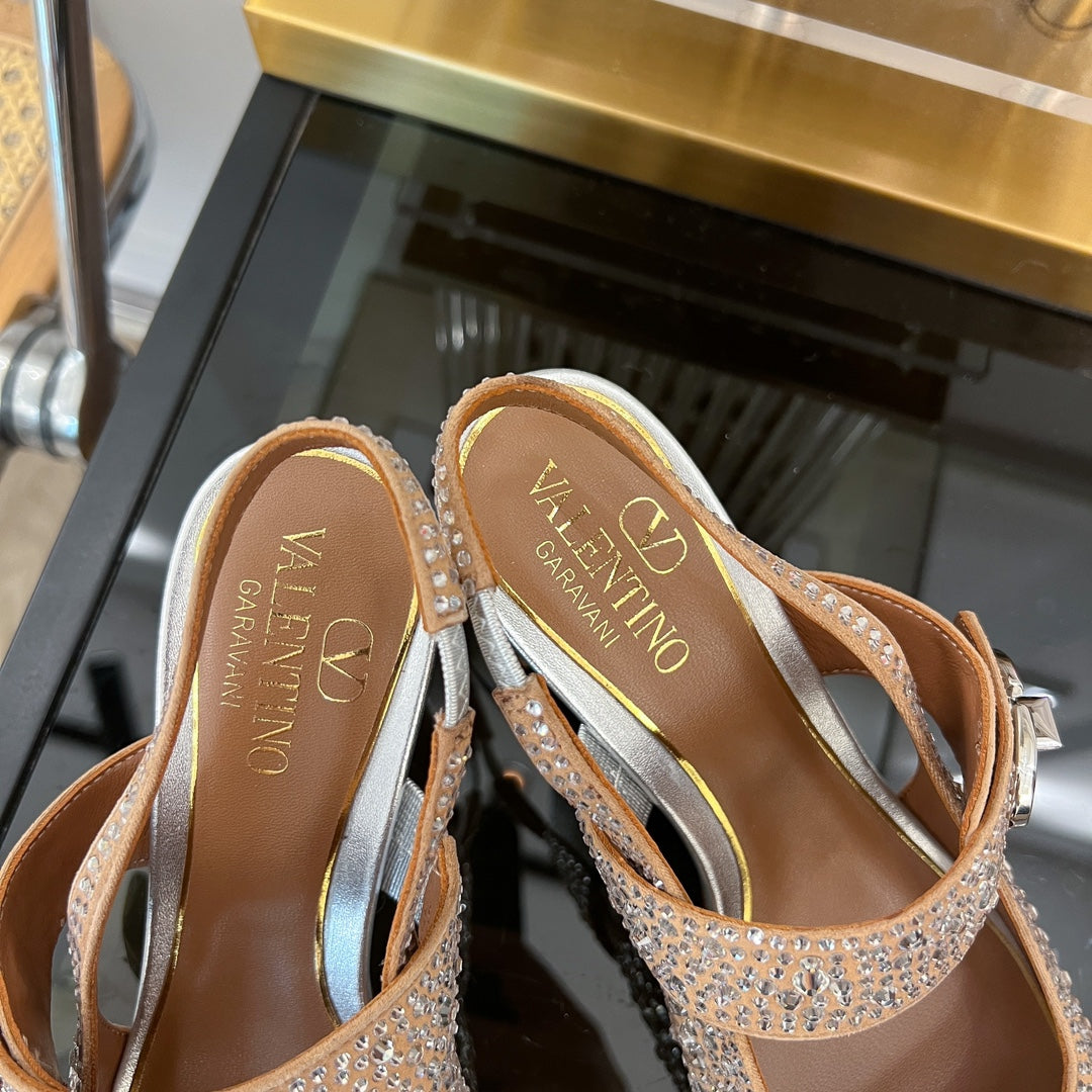 MARY-JANE VLOGO LOCKER SLINGBACK PUMPS CHOCOLATE BROWN SHEEPSKIN WITH 60MM CRYSTALS