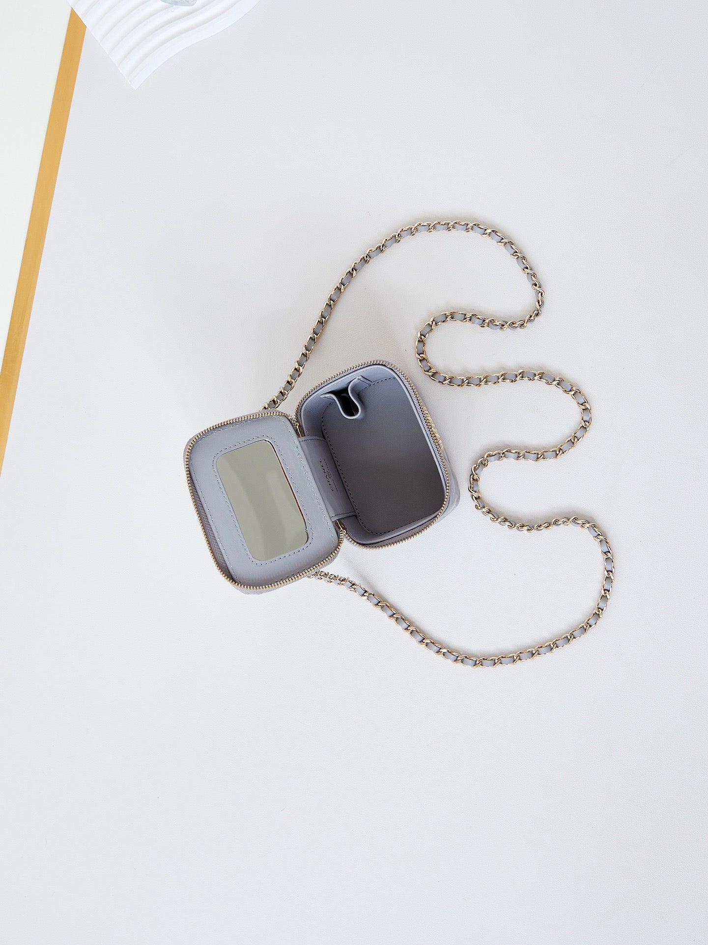 CHANEL 25S MINI VANITY BAG 11 CM IN GREY LAMBSKIN WITH CRYSTAL-EMBELLISHED CC LOGO