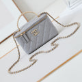 CHANEL 25S MINI VANITY BAG 16 CM IN GREY LAMBSKIN WITH CRYSTAL-EMBELLISHED CC LOGO