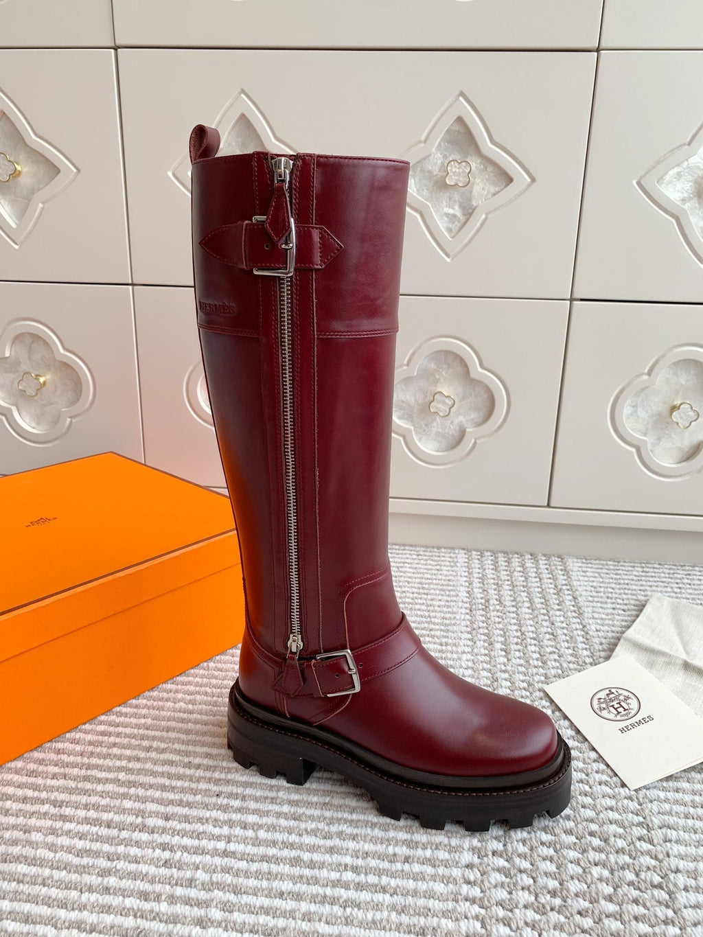 JAIME BOOT IN BURGUNDY RED CALFSKIN