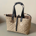 MEDIUM TOUJOURS BAG 28 IN BEIGE CANNAGE CALFSKIN BLACK STRAP