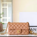 CHANEL 25S FLAP BAG 20 CM IN LIGHT BROWN LAMBSKIN WITH GOLD HARDWARE