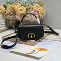 SMALL 19 MONTAIGNE AVENUE TOP HANDLE BAG BLACK SMOOTH CALFSKIN 221147