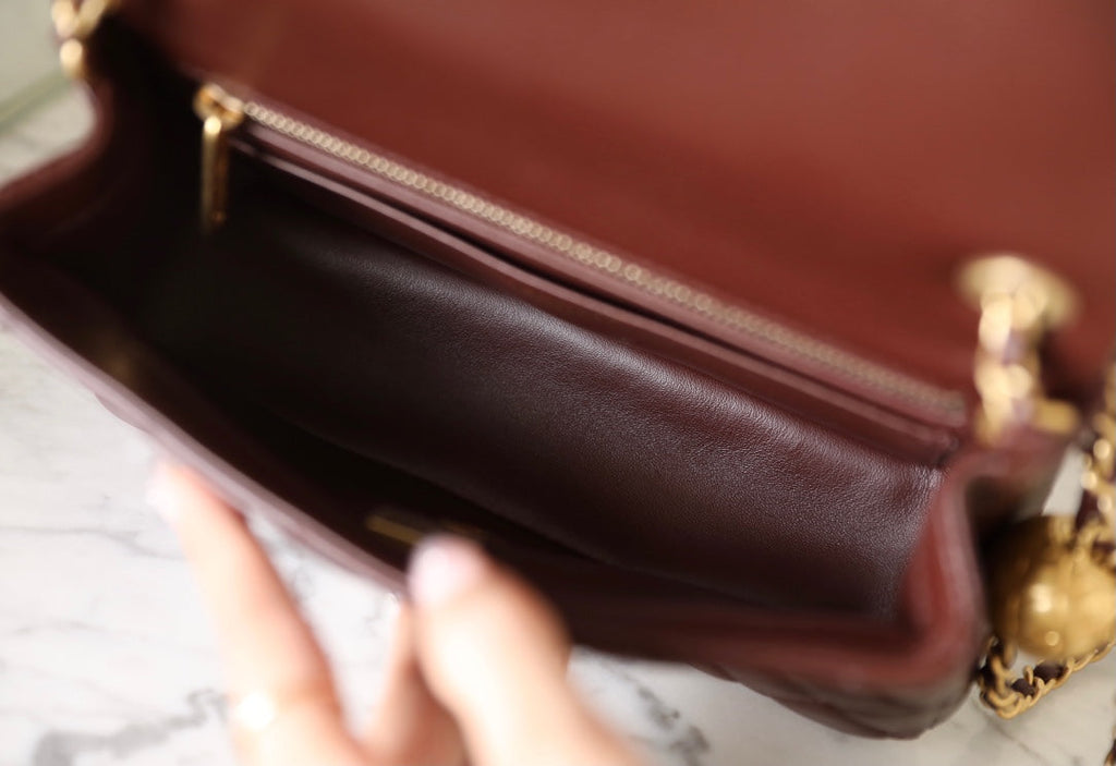 CHANEL 25S FLAP BAG 20 CM IN DARK BROWN LAMBSKIN WITH GOLD HARDWARE