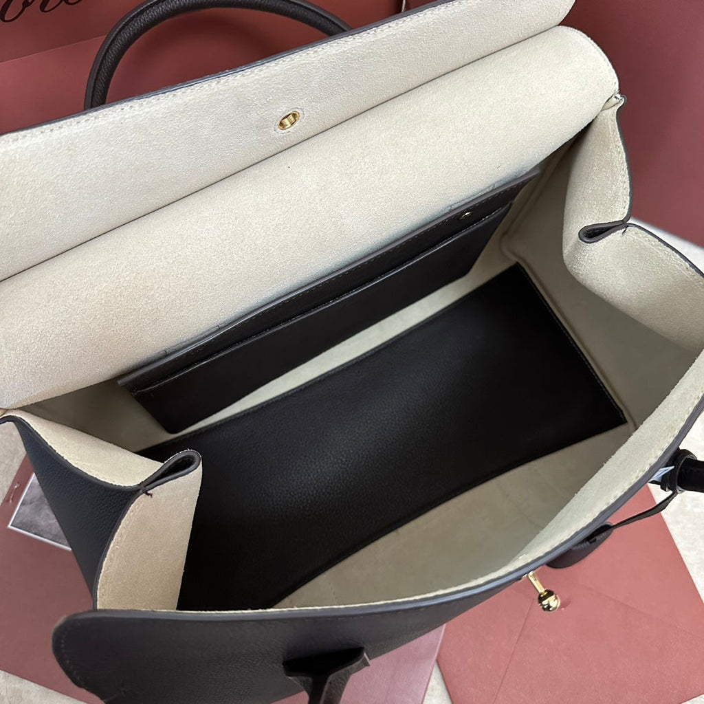 LOOM BAG 32 IN CAFFE BROWN SMOOTH CALFSKIN WITH GOLD HARDWARE