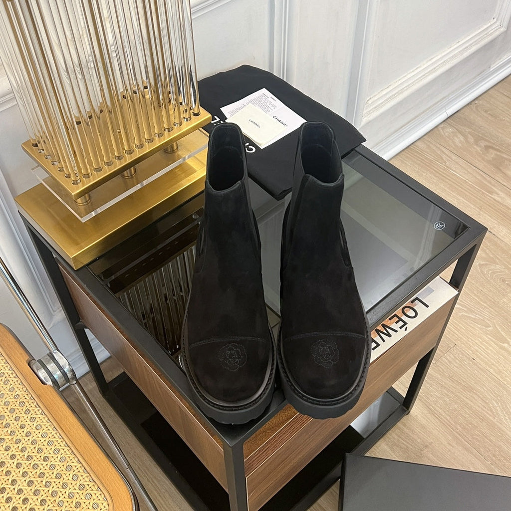 ANKLE BOOTS 4.5 CM IN BLACK LAMB SUEDE