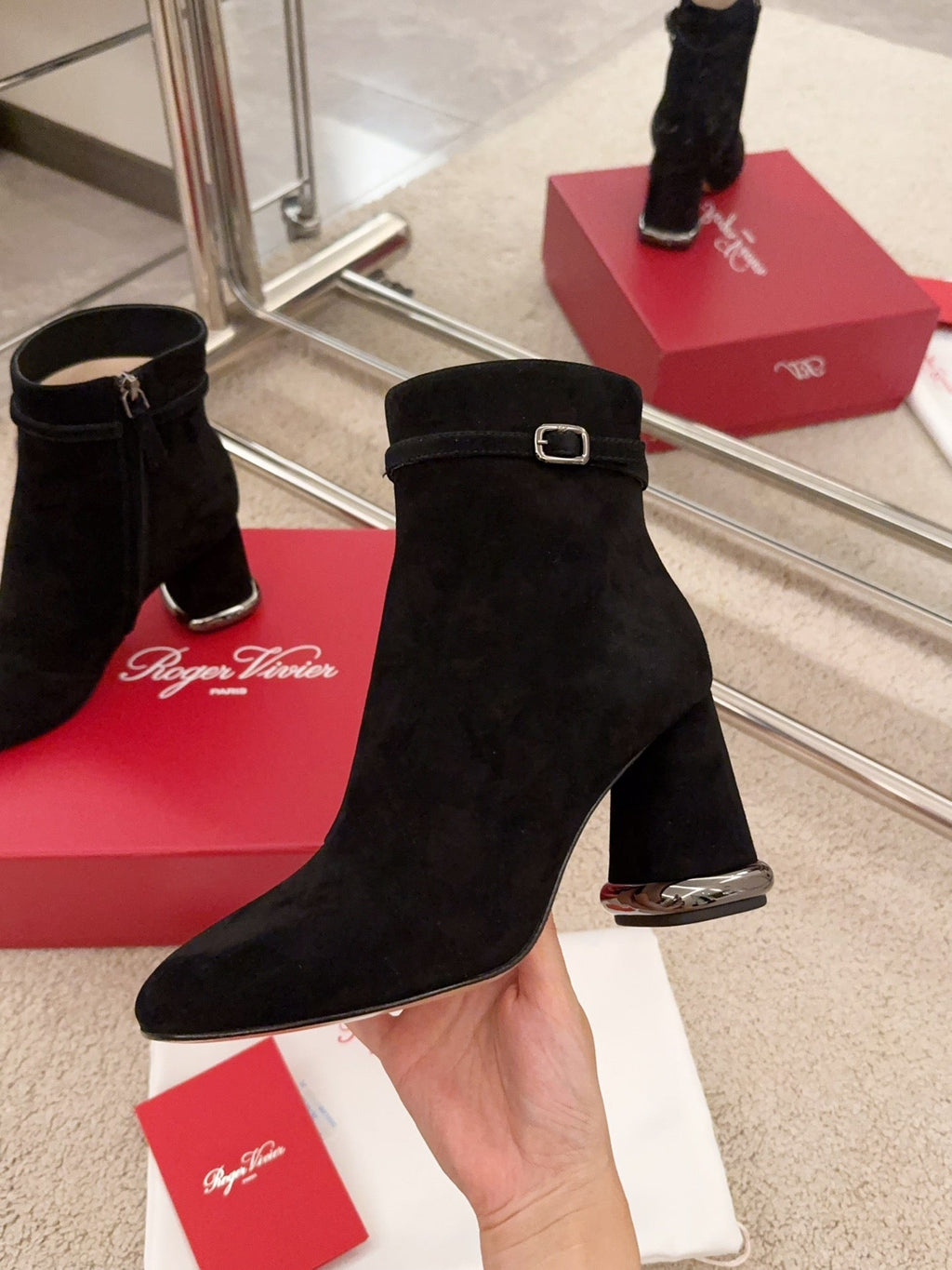 VIV' PODIUM BOOTIES IN BLACK SUEDE