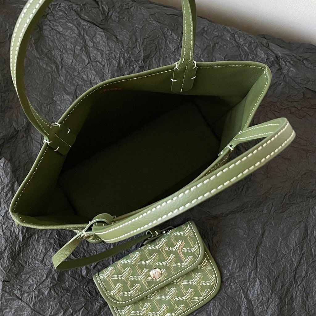 ANJOU MINI BAG 20 IN WOODLAND GREEN GOYARDINE CANVAS AND CALFSKIN