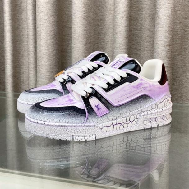 LV TRAINER SNEAKERS IN LIGHT PURPLE OMBRE MIX COLORFUL CALFSKIN