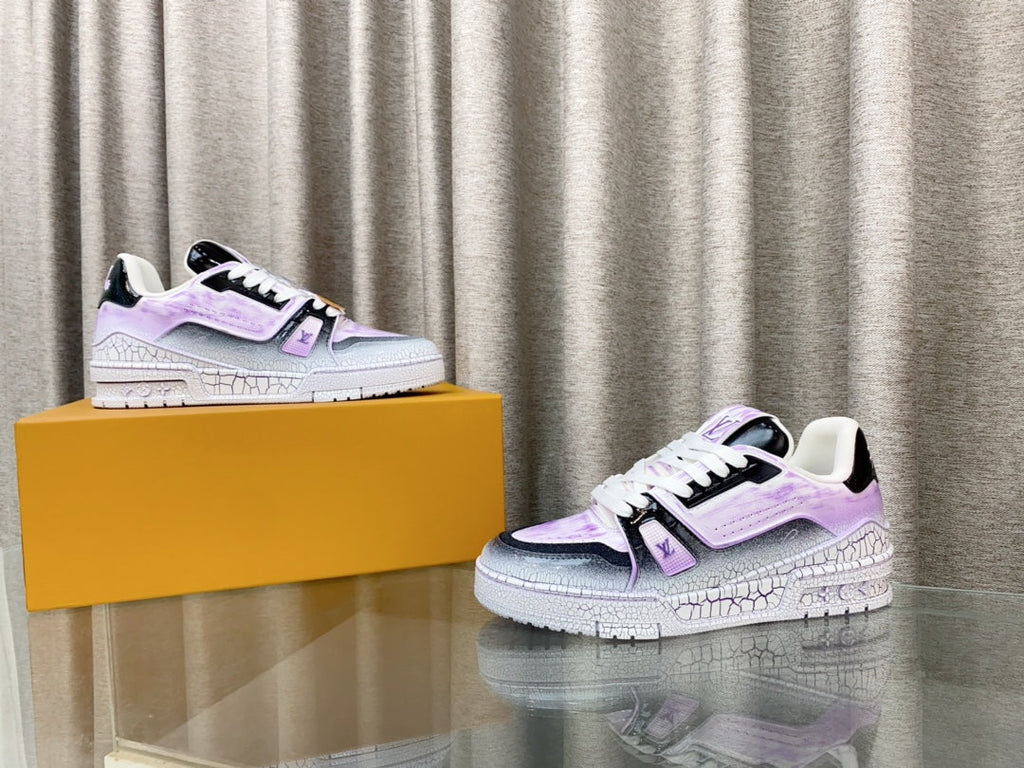 LV TRAINER SNEAKERS IN LIGHT PURPLE OMBRE MIX COLORFUL CALFSKIN