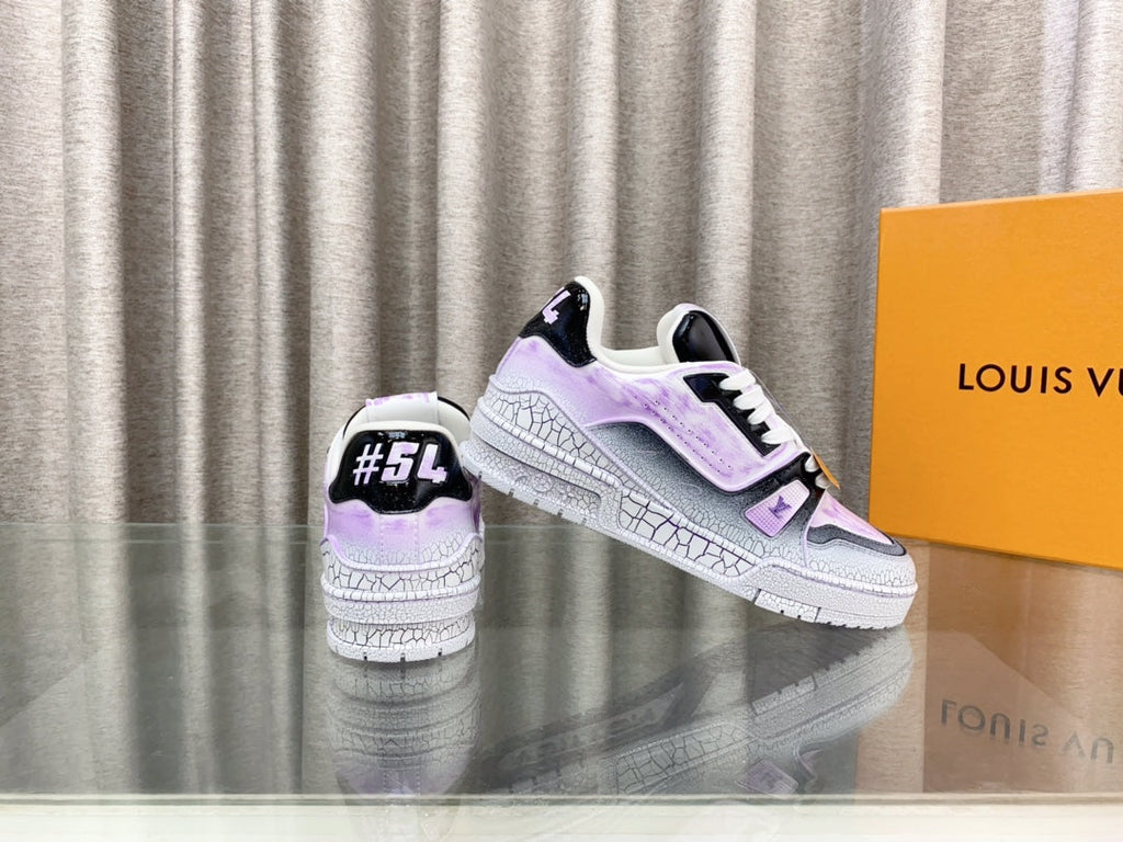 LV TRAINER SNEAKERS IN LIGHT PURPLE OMBRE MIX COLORFUL CALFSKIN
