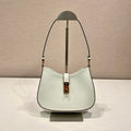 CLEO SHOULDER BAG 22 IN WHITE BRUSHED LAMBSKIN WITH CLASP CLOSURE