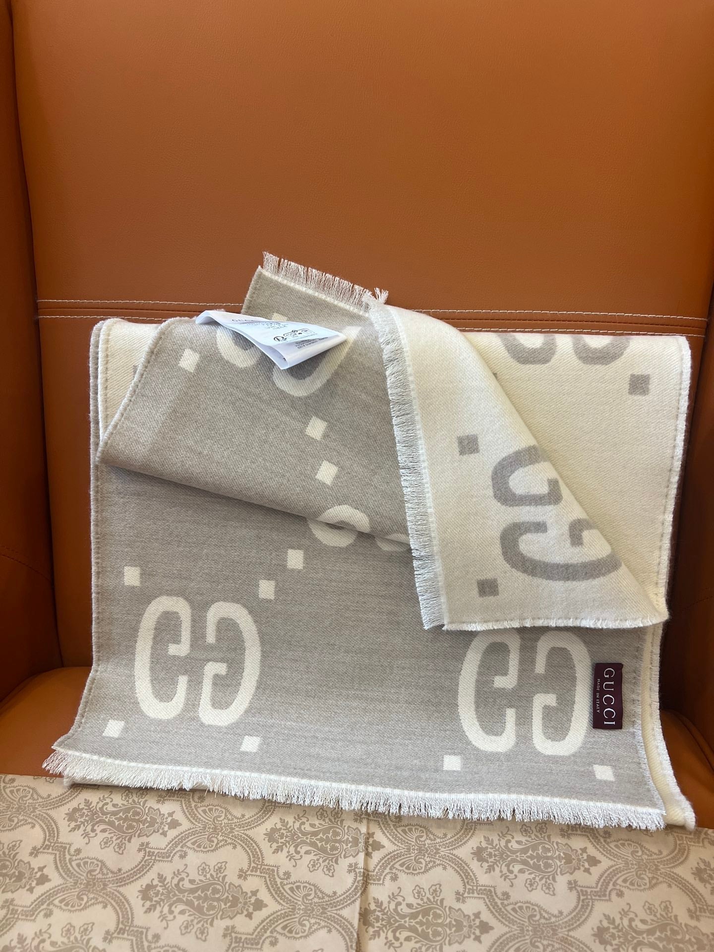 GUCCI 25S SCARF 190 IN WOOL SILK 636368