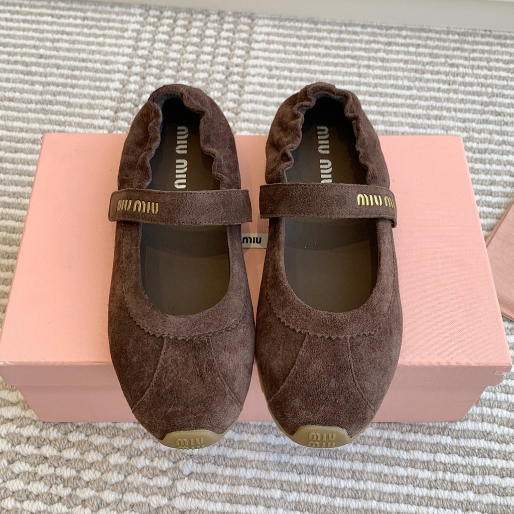 MARY JANE FLATS IN CHOCOLATE SUEDE