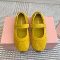 MARY JANE FLATS IN YELLOW SUEDE