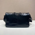 HOBO BAG 35 IN BLACK OIL WAX LAMBSKIN SILVER LOGO