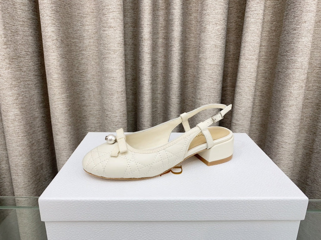 PEARL MARY JANE SLINGBACKS IN WHITE LAMBSKIN 30 MM