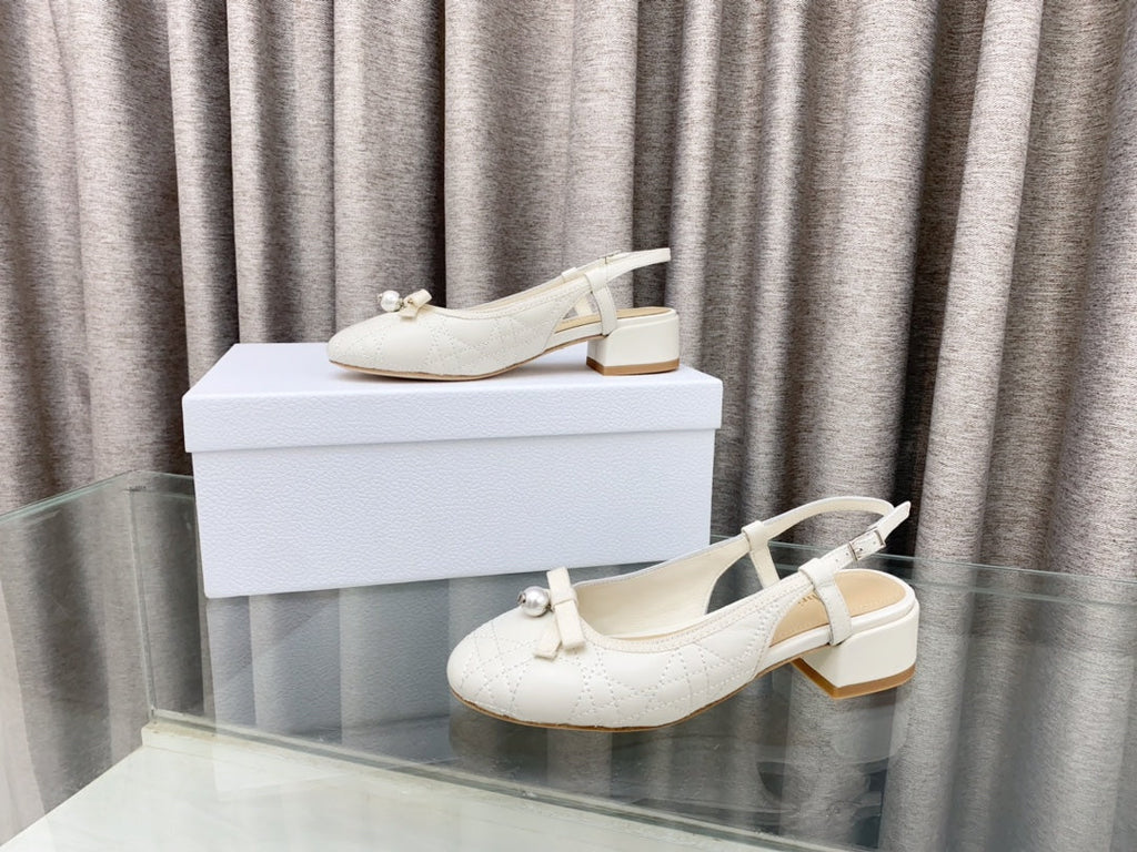PEARL MARY JANE SLINGBACKS IN WHITE LAMBSKIN 30 MM