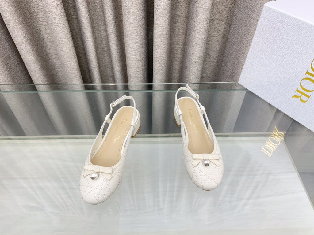 PEARL MARY JANE SLINGBACKS IN WHITE LAMBSKIN 30 MM