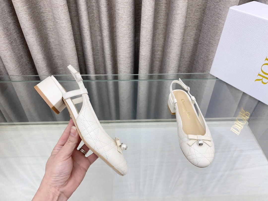 PEARL MARY JANE SLINGBACKS IN WHITE LAMBSKIN 30 MM