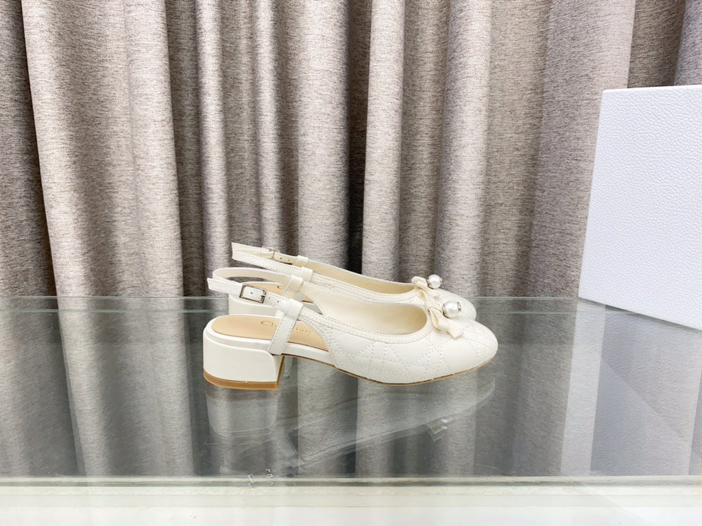 PEARL MARY JANE SLINGBACKS IN WHITE LAMBSKIN 30 MM