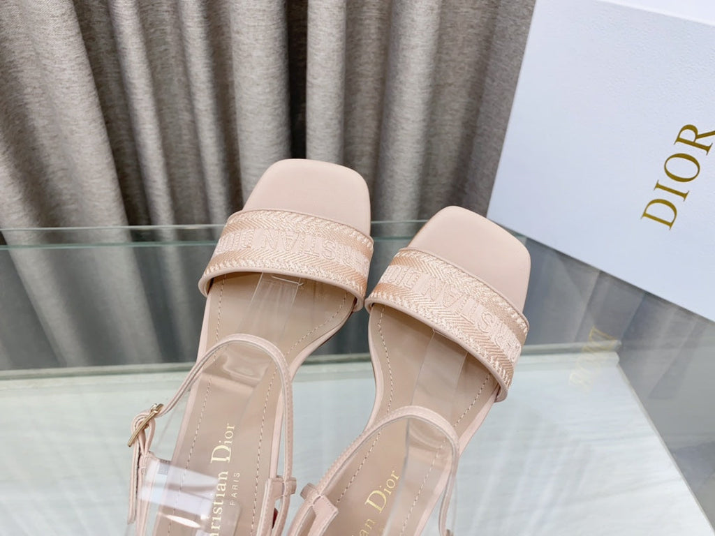 DWAY HIGH HEEL EMBROIDERED SANDAL LIGHT PINK CALFSKIN 75 MM